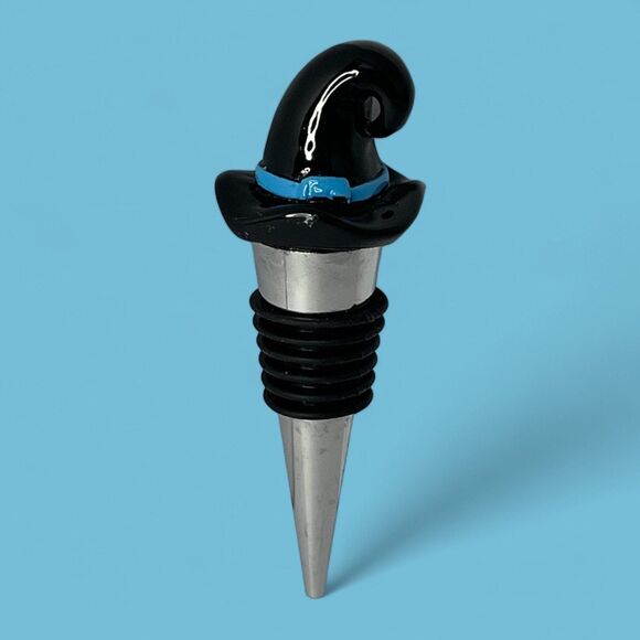 Halloween Witch Hat Stopper for Wine Bottles, Festive Home Decor Accent - Picture 1 of 5